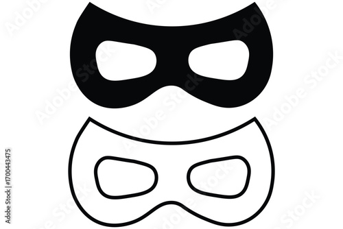 Black Mask. Black mask vector icon collection. Mask superhero carnival outline icon. Different Mask silhouette isolated, Masquerade vector for apps or web party superhero carnival villain or burglar