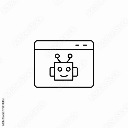 robot on browser icon sign vector