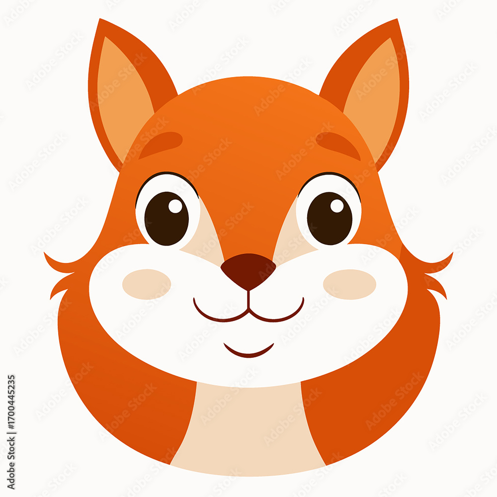 Fototapeta premium Adorable Cartoon Squirrel Face Illustration for Kids on white background