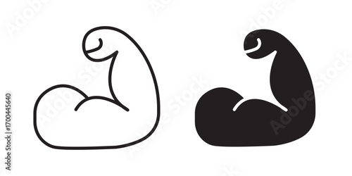 Muscle icon. symbolizing strength, fitness, and power. Perfect for gym apps, health blogs, and workout-related social media. Vector illustration with stroke and fill on a white background.