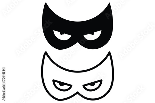 Simple design theater artist masque shape vector illustration. Silhouette superhero mask vector icon set. Collection of black superhero mask vector icons. Mask superhero. Carnival mask icon. Vector