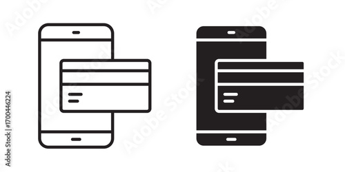 Online payment icon. Vector illustration with stroke and fill on a white background.
