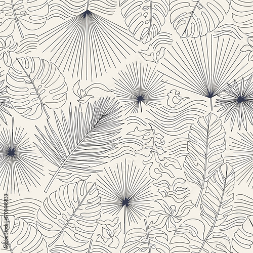 Tropical leaf pattern with monstera and palm elements seamless design, patern seamless, Stock royalty image.