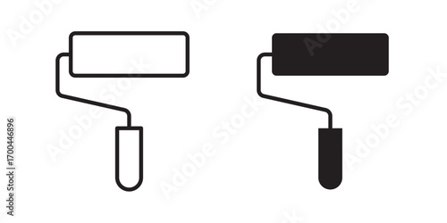 Paint roller icon. Vector illustration with stroke and fill on a white background.