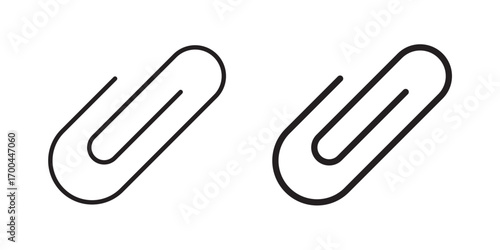 Paper clip icon. attach, document clip, staple, fastener, page clamp, office concept. Vector illustration with stroke and fill on a white background.