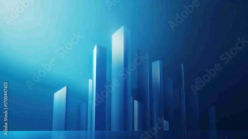 Wallpaper Mural Abstract cityscape composed of geometric shapes in a deep blue tone. Torontodigital.ca