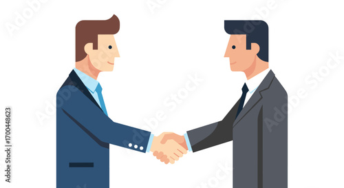 A professional business handshake between two men in suits symbolizes a successful agreement, fostering trust, collaboration, and future partnership.