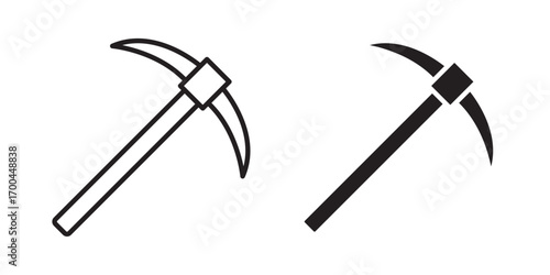 Pickaxe icon . for apps and games . Vector illustration with stroke and fill on a white background.