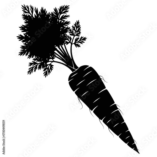 Black carrot silhouette isolated on white background