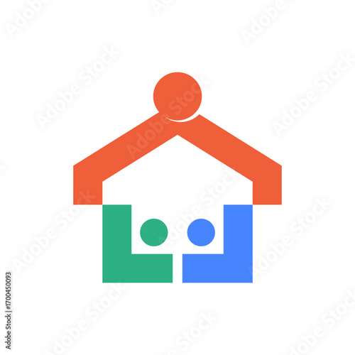 simple family house Logo icon vector in flat style design