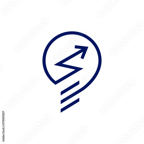 blue bulb arrow logo design isolated on white background