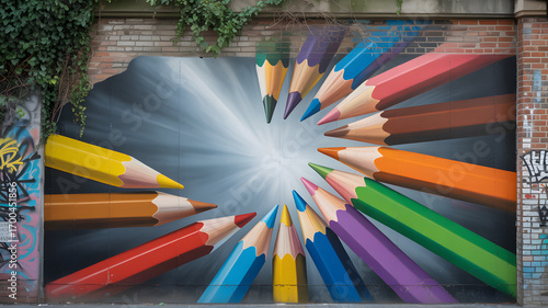 Vibrant Pencils Mural Creativity Unleashed