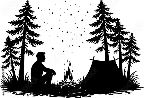 Hunter or Outdoorsman Walking with Rifle Silhouette