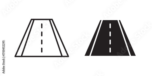 Road icon . Vector illustration with stroke and fill on a white background.