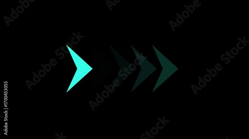 Blue swipe directional arrow pointing right on black background
