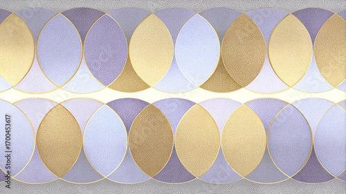 Abstract geometric pattern with gold and lavender circles