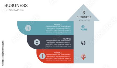 3 Step Upward Business Growth Infographic Arrow Design