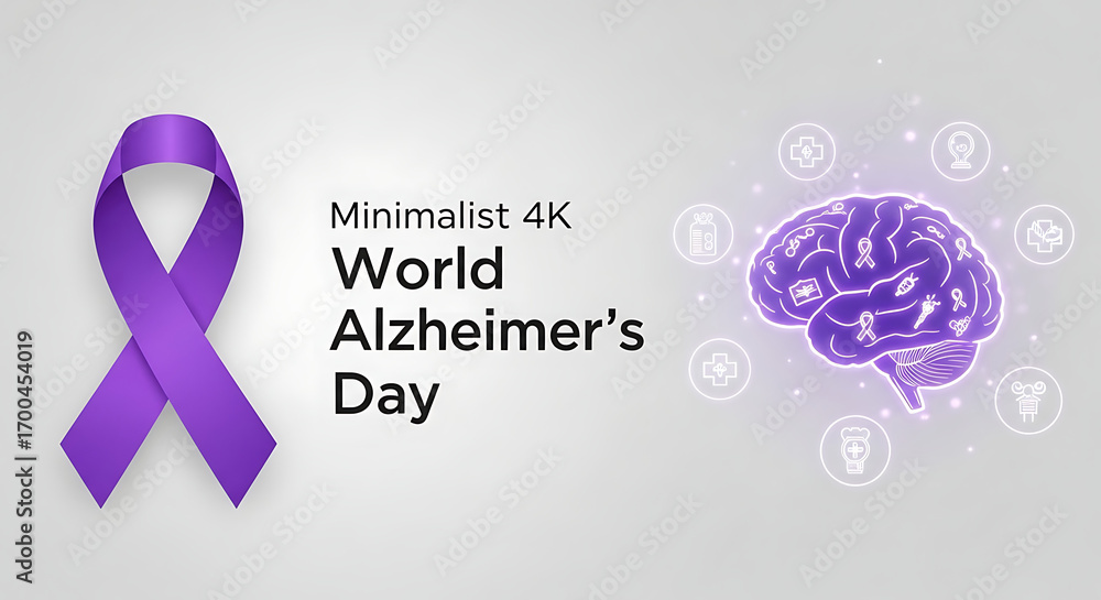 Fototapeta premium World Alzheimer's Day Raising Awareness and Supporting Those Affected with a Purple Ribbon
