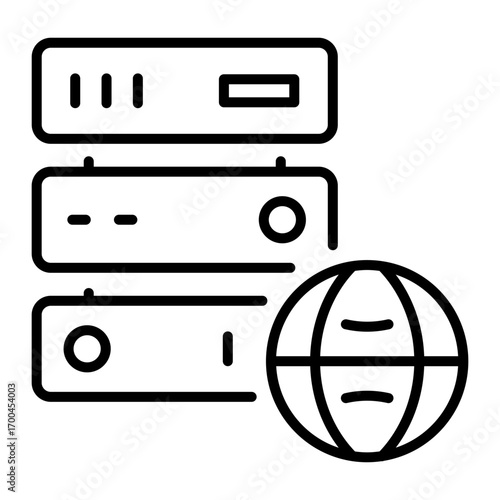 An outline style icon depicting web hosting