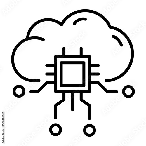 A line style icon depicting cloud computing
