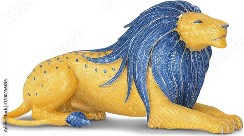 Ornate gold and blue lion sculpture