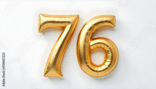 76 number air inflatable balloon isolated on white background
