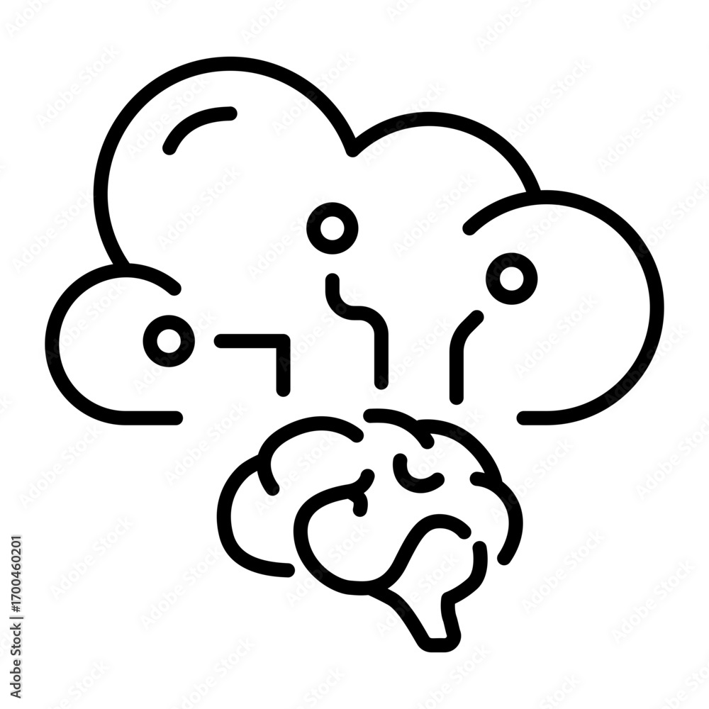 Fototapeta premium An outline style icon showing cloud technology