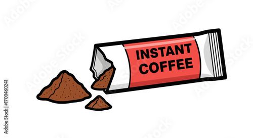 Instant Coffee Pouch with Loose Granules Illustration