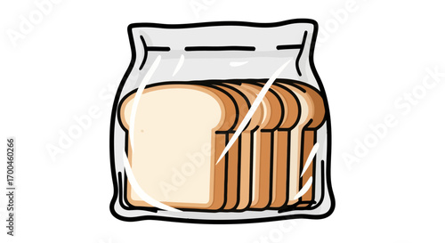 Packaged Loaf of Bread Slices in Clear Bag Fresh Toast Ready for Breakfast