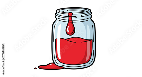Mason Jar of Red Liquid A Simple Illustration