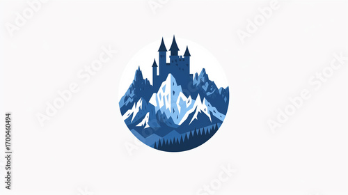 Snow Mountain Castle Icon for Fantasy and Landscape Themes