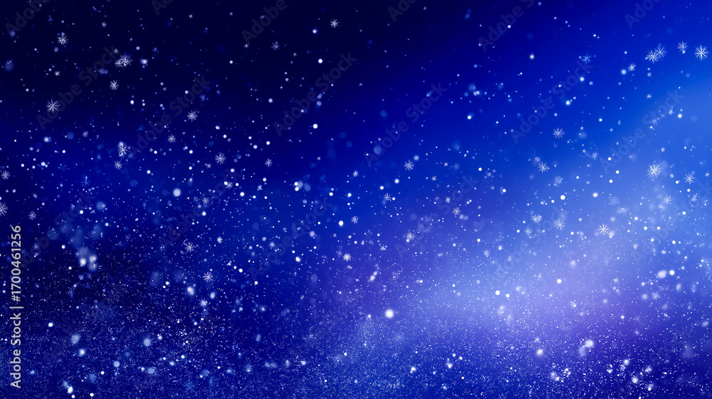 Obraz premium 青から紫のグラデーションに舞う雪・やわらかな冬背景