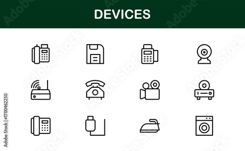 Outline premium devices icons for electronics and technology projects. Enhance apps, websites, and branding with professional, clean, and modern visuals.