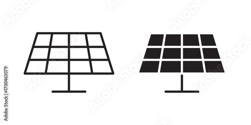 Solar panel icon . Vector illustration with stroke and fill on a white background.