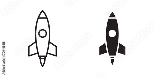 Spaceship icon. Linear style sign for mobile concept and web design. Vector illustration with stroke and fill on a white background.