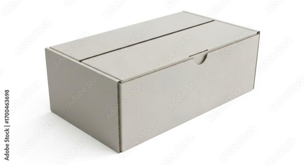 Naklejka premium Plain White Cardboard Box with Lid on White Background for Packaging and Storage