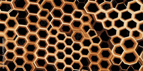 A wild pattern of hexagonal honeycombs with a seamless giraffe and leopard skin design