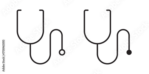 Stethoscope icon . Vector illustration with stroke and fill on a white background.