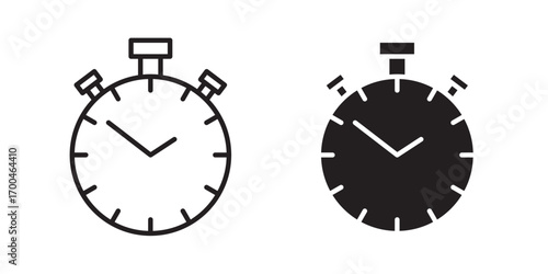 Stopwatch icon. Line and glyph stopwatch timer. Countdown timer collection. Vector illustration with stroke and fill on a white background.