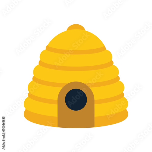 Beehive Cartoon with Hole Entrance Isolated on White