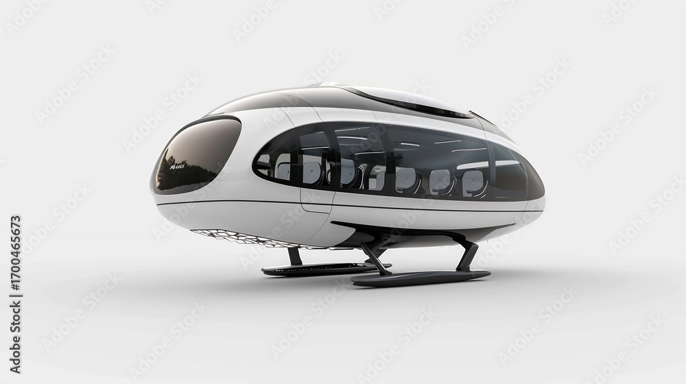Obraz premium Futuristic self-flying autonomous air taxi on a white background for a futuristic city