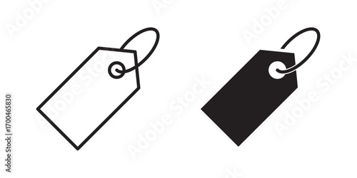 Tag icon . Shopping tags line icon. Special offer sign. Vector illustration with stroke and fill on a white background.