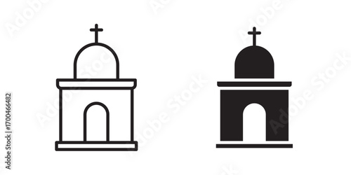 Temple icon. Silhouette of Hindu Temple icon. Temple symbol design from Religion. Vector illustration with stroke and fill on a white background.