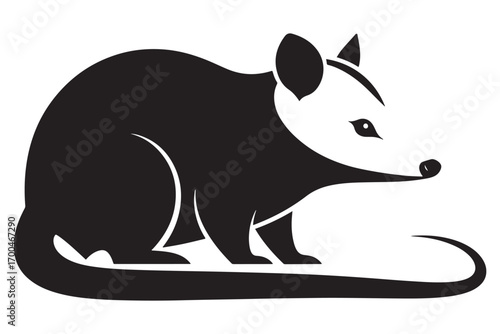 Charming opossum isolated on white background, displaying its unique features, including its prehensile tail, pointed snout, and nocturnal habits vector illustration