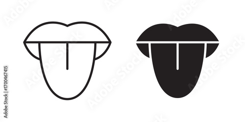 Tongue icon . Vector illustration with stroke and fill on a white background.