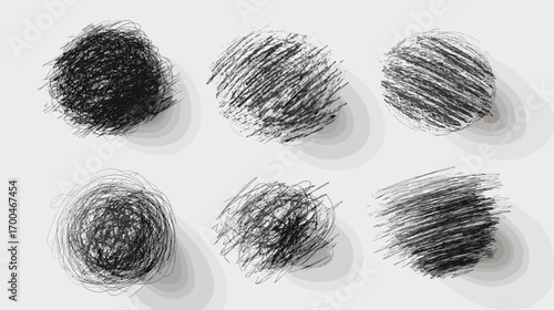 Abstract Black Scribbles with Shadows