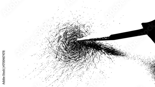 Abstract Black Ink Splatter with Pen
