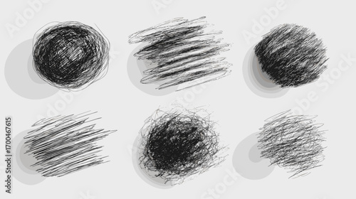 Abstract Black Scribbles with Shadows