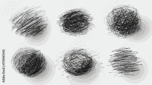Abstract Black Scribbles with Shadows