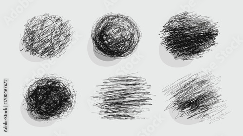 Abstract Black Scribbles with Shadows